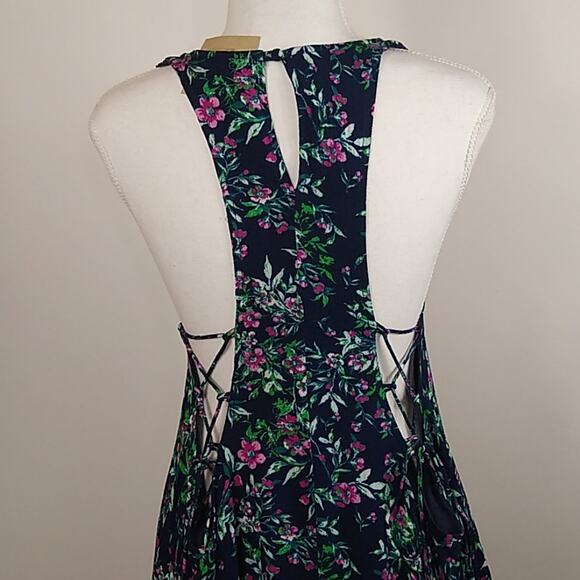 Entro Floral Lace Up High Low Boho Dress Large - Picture 7 of 11